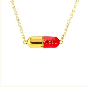 Big Red chill pill necklace 18”